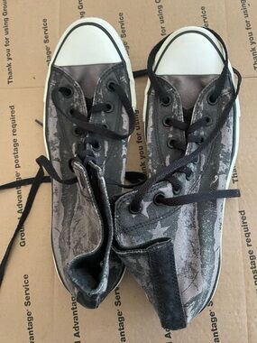 Converse Black Gray Flag Design Canvas High-Top Sneaker
